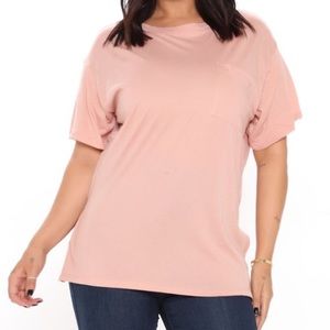Fashion Nova Mauve Pink Laid Back Chillin’ Pocket Tee - 1X